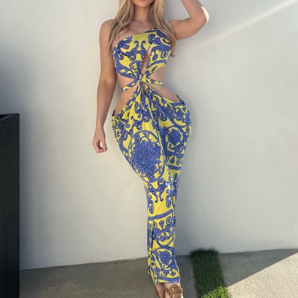 Greek Goddess Drape Maxi Dress